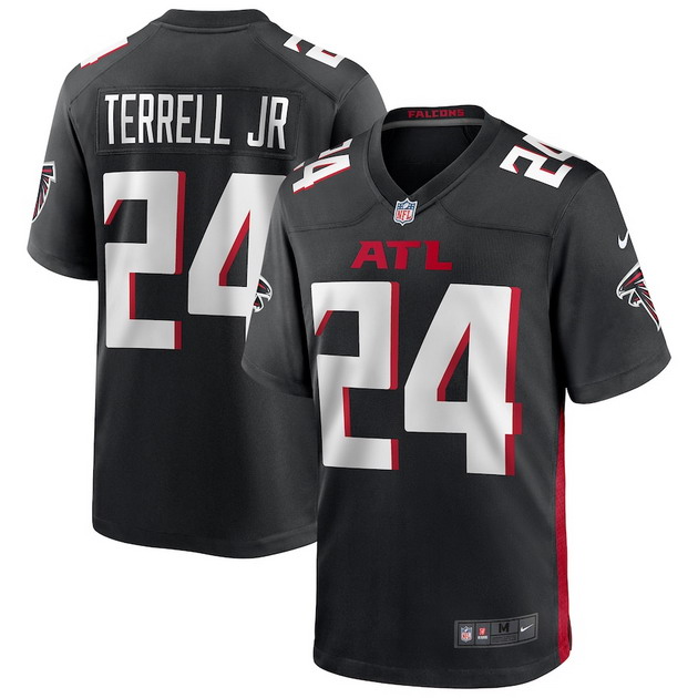 mens nike aj terrell jr black atlanta falcons player game jersey